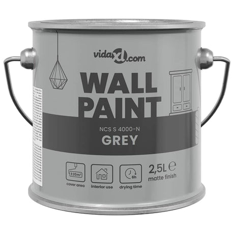 VidaXL Wandfarbe Grau 2,5 l Wanddruck