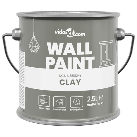 VidaXL Wandfarbe Grau 2,5 l Wanddruck