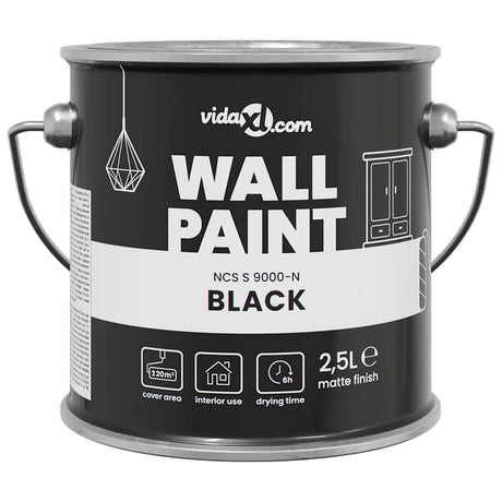 VidaXL Wandfarbe Schwarz 2,5 l Wanddruck