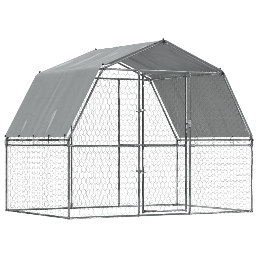 VidaXL Hundehütte mit Dach und Tür aus verzinktem Stahl silberfarben
