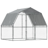 VidaXL Hundehütte mit Dach und Tür aus verzinktem Stahl silberfarben