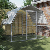 VidaXL Hundehütte mit Dach und Tür aus verzinktem Stahl silberfarben
