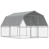 VidaXL Hundehütte mit Dach und Tür aus verzinktem Stahl silberfarben