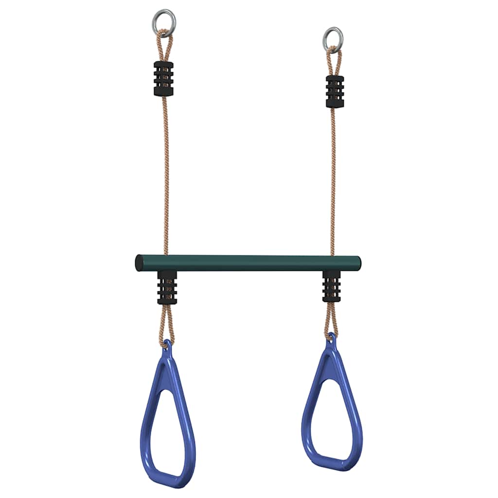 Vidaxl trapezestang en ringen voor kinderen staal blauw en donkergroen