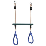 Vidaxl trapezestang en ringen voor kinderen staal blauw en donkergroen