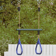 Vidaxl trapezestang en ringen voor kinderen staal blauw en donkergroen