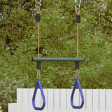 Vidaxl trapezestang en ringen voor kinderen staal blauw en donkergroen