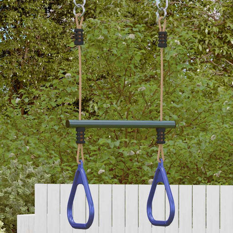 Vidaxl trapezestang en ringen voor kinderen staal blauw en donkergroen