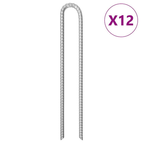 Vidaxl Zeltheringe 12 Stück U-förmig ø12 mm 41,5 cm verzinkter Stahl