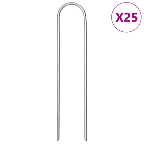 Vidaxx Erdnägel 25 Stück U-förmig 15x3,5 cm verzinkter Stahl