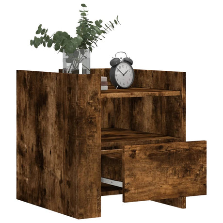 Vidaxl nachtkastje 45x50x50 cm bewerkt hout gerookt eikenkleurig