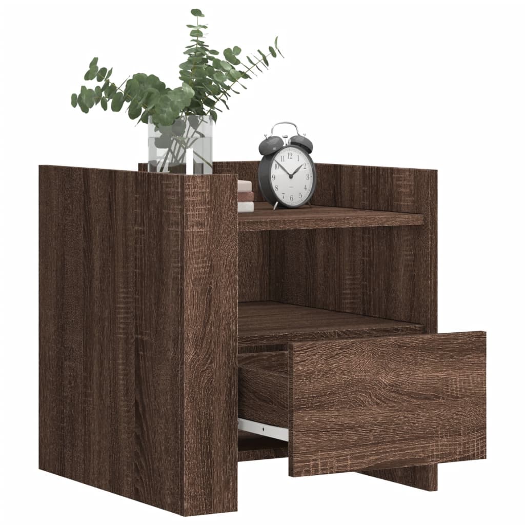 Vidaxl nachtkastje 45x50x50 cm bewerkt hout bruin eikenkleurig