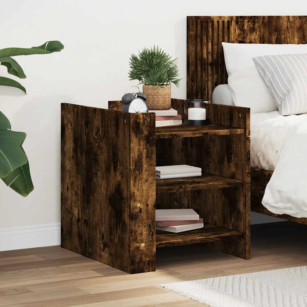 Vidaxl nachtkastje 45x50x50 cm bewerkt hout gerookt eikenkleurig
