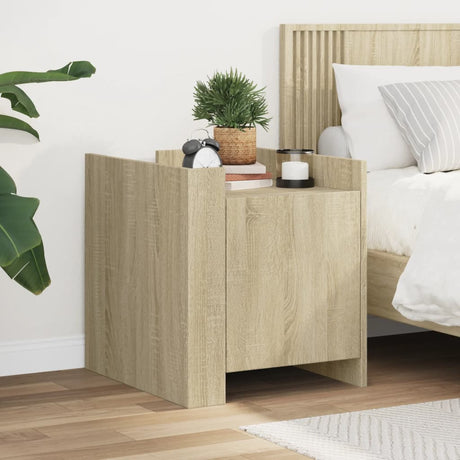 Vidaxl nachtkastje 45x50x50 cm bewerkt hout sonoma eikenkleurig