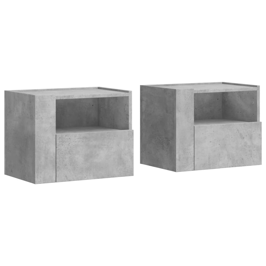 Vidaxl nachtkastjes 2 st wandgemonteerd 45x30x35 cm betongrijs