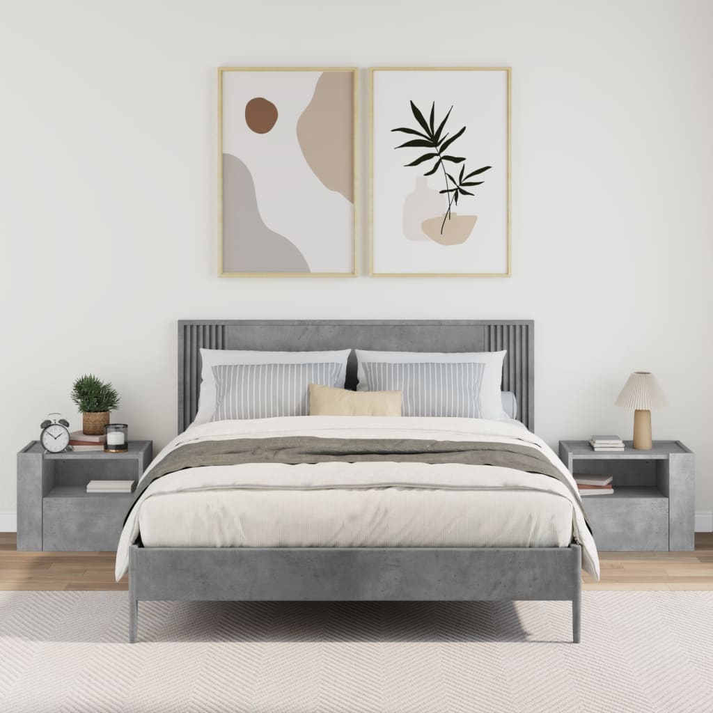Vidaxl nachtkastjes 2 st wandgemonteerd 45x30x35 cm betongrijs