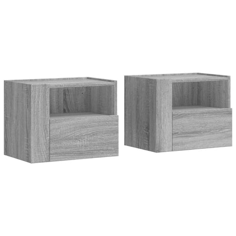 Vidaxl nachtkastjes 2 st wandgemonteerd 45x30x35 cm grijs sonoma eiken