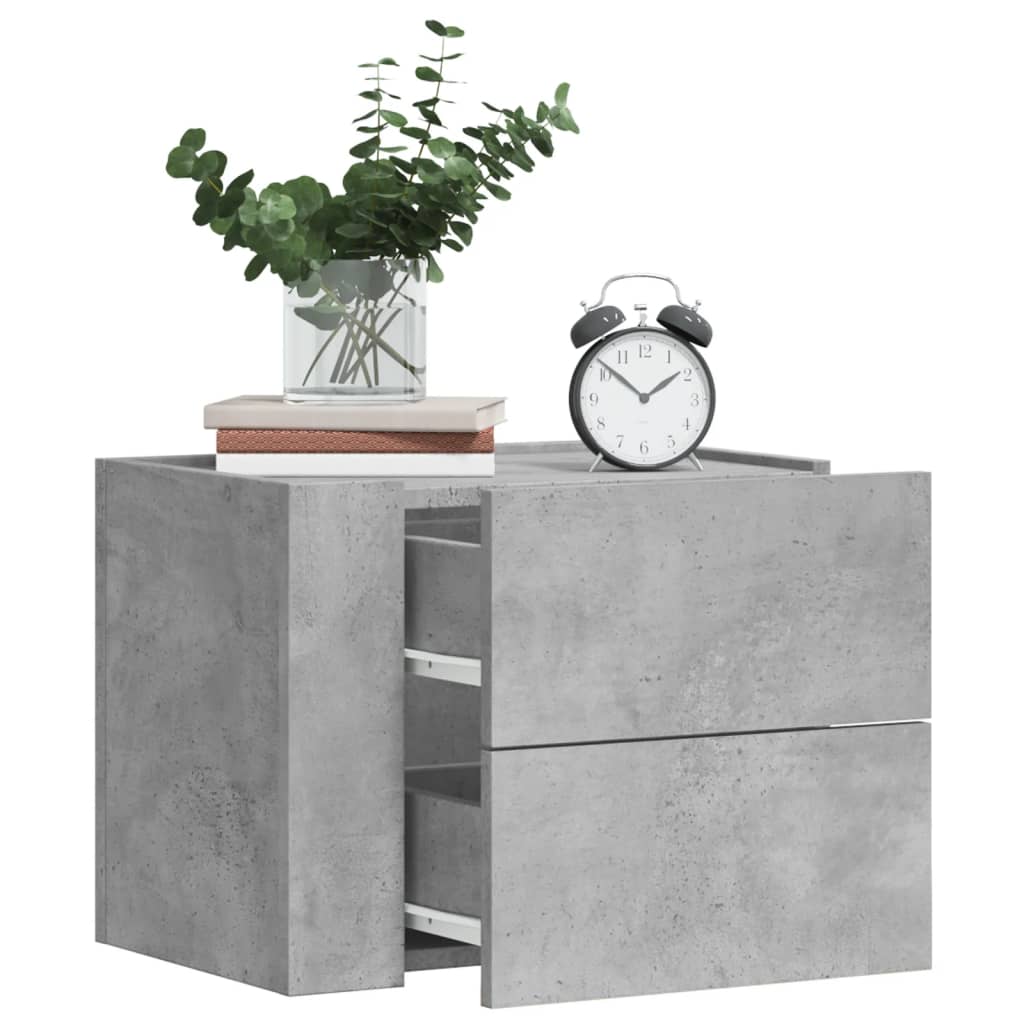 Vidaxl nachtkastjes 2 st wandgemonteerd 45x30x35 cm betongrijs