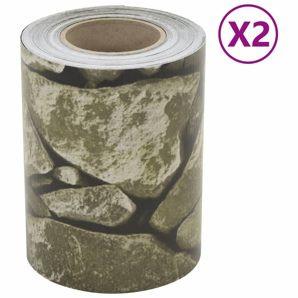 VidaXL Garten-Sichtschutz 2 Stück Steinmuster 35x0,19 m PVC grau