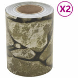 VidaXL Garten-Sichtschutz 2 Stück Steinmuster 35x0,19 m PVC grau