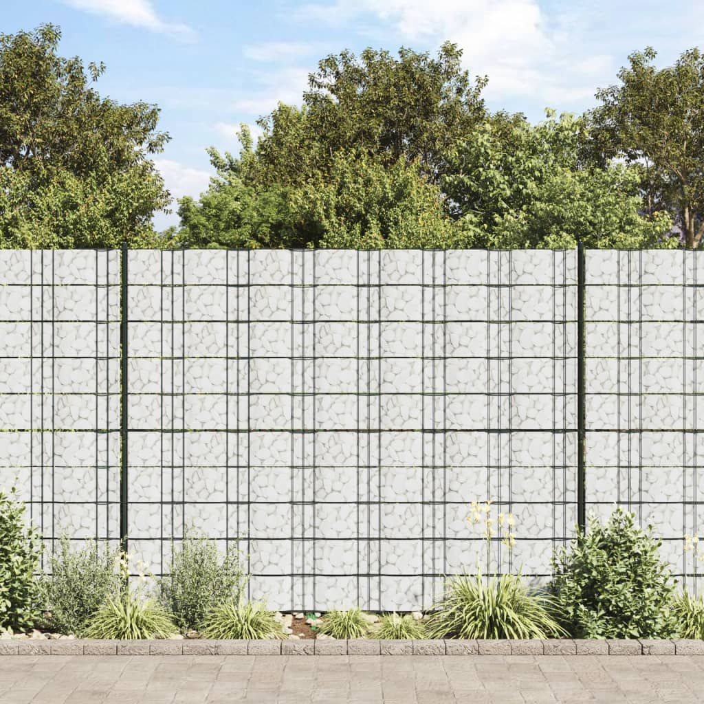 VidaXL Garten-Sichtschutz 4 Stück Marmorkiesmuster 35x0,19 m PVC grau