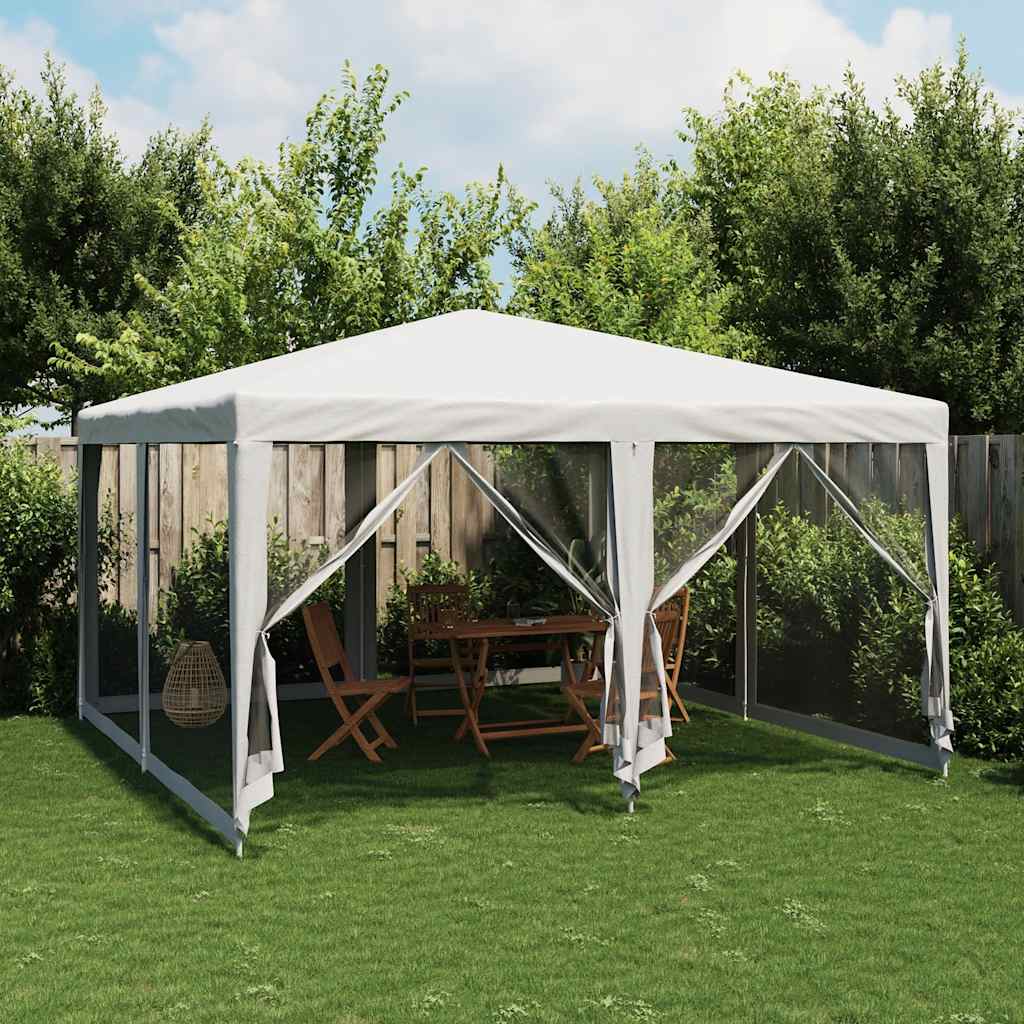 VidaXL Partyzelt mit 8 Mesh-Seitenwänden 4x4 m HDPE weiß
