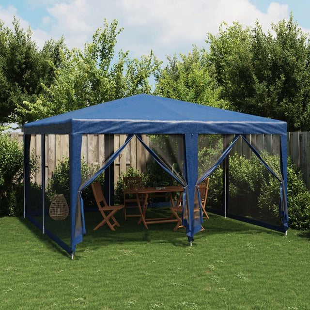 VidaXL Partyzelt mit 8 Mesh-Seitenwänden 4x4 m HDPE blau