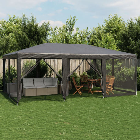 VidaXL Partyzelt mit 10 Mesh-Seitenwänden 6x4 m HDPE Anthrazit