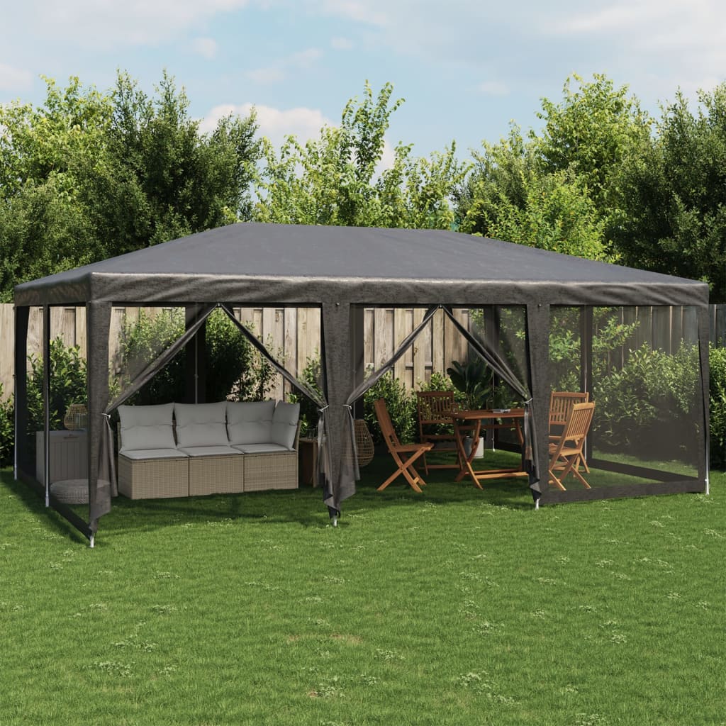VidaXL Partyzelt mit 10 Mesh-Seitenwänden 6x4 m HDPE Anthrazit