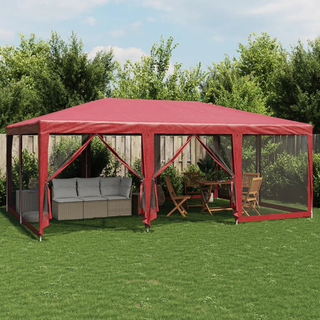 VidaXL Partyzelt mit 10 Mesh-Seitenwänden 6x4 m HDPE rot