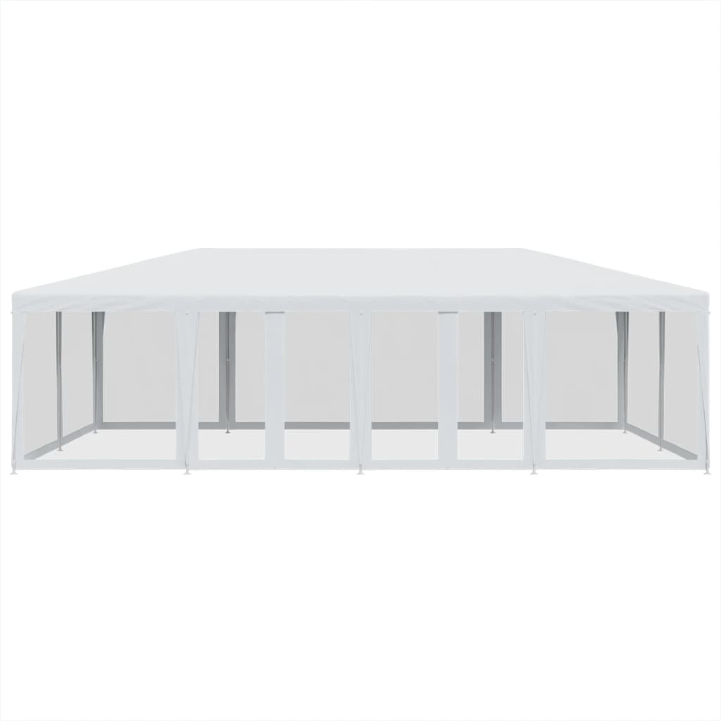 VidaXL Partyzelt mit 12 Mesh-Seitenwänden 8x4 m HDPE weiß