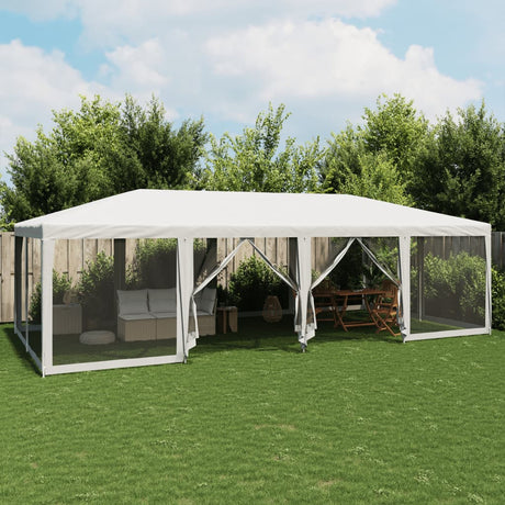 VidaXL Partyzelt mit 12 Mesh-Seitenwänden 8x4 m HDPE weiß