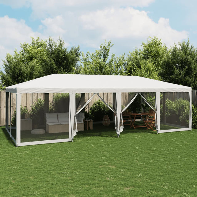 VidaXL Partyzelt mit 12 Mesh-Seitenwänden 8x4 m HDPE weiß