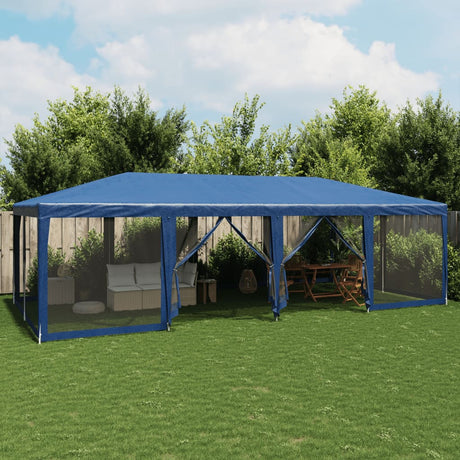 VidaXL Partyzelt mit 12 Mesh-Seitenwänden 8x4 m HDPE blau