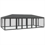 VidaXL Partyzelt mit 12 Mesh-Seitenwänden 8x4 m HDPE Anthrazit
