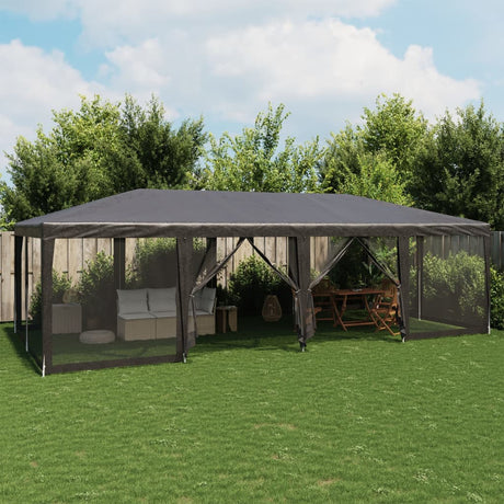VidaXL Partyzelt mit 12 Mesh-Seitenwänden 8x4 m HDPE Anthrazit