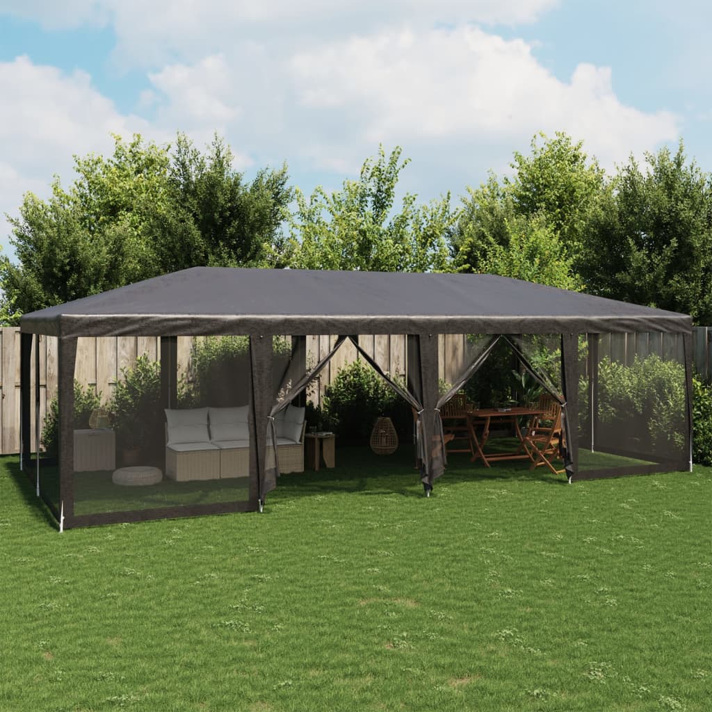 VidaXL Partyzelt mit 12 Mesh-Seitenwänden 8x4 m HDPE Anthrazit