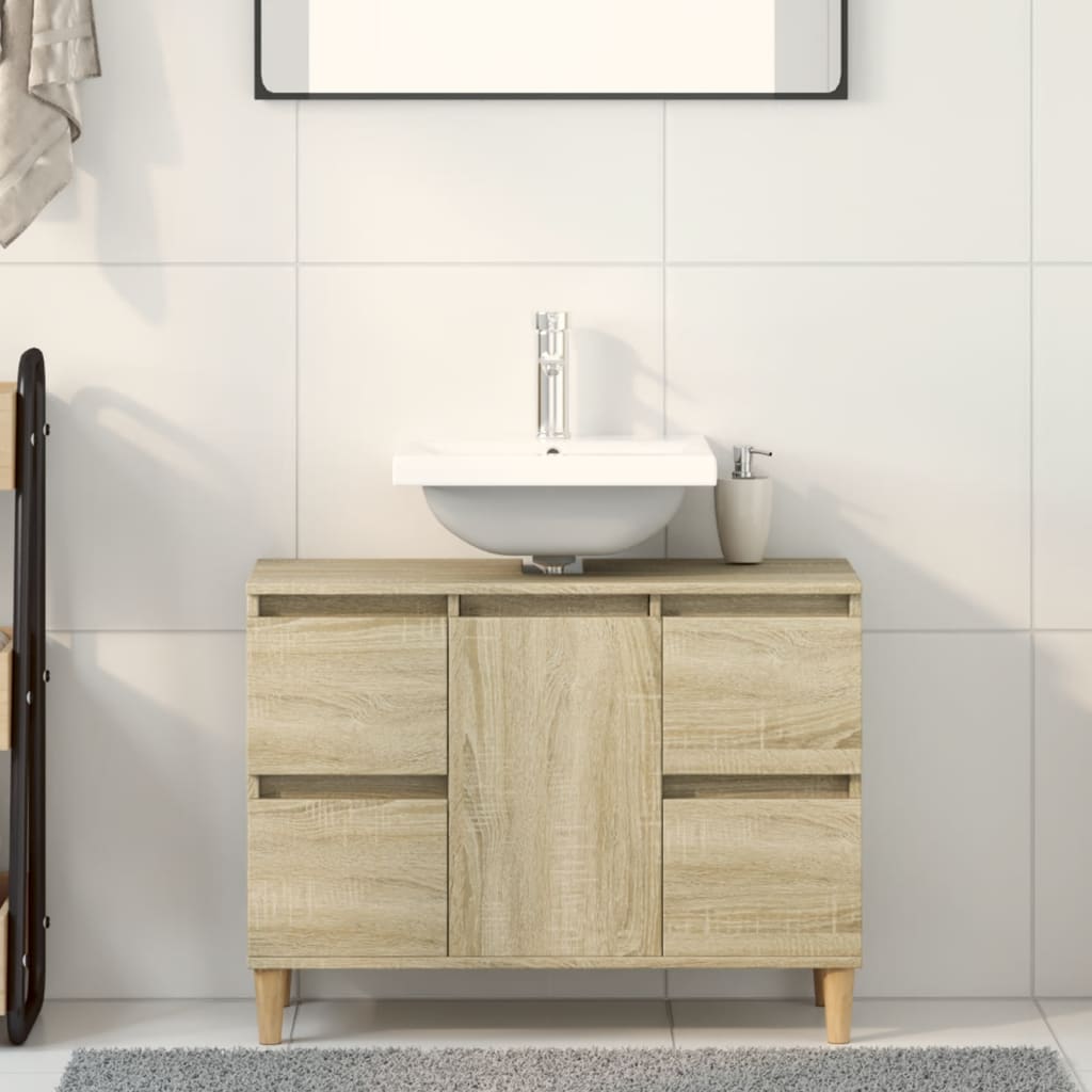 Vidaxl wastafelkast 80x33x60 cm bewerkt hout sonoma eikenkleurig