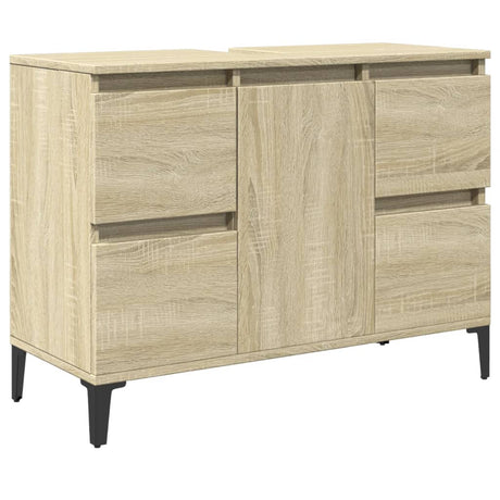 Vidaxl wastafelkast 80x33x60 cm bewerkt hout sonoma eikenkleurig