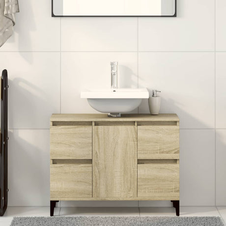 Vidaxl wastafelkast 80x33x60 cm bewerkt hout sonoma eikenkleurig