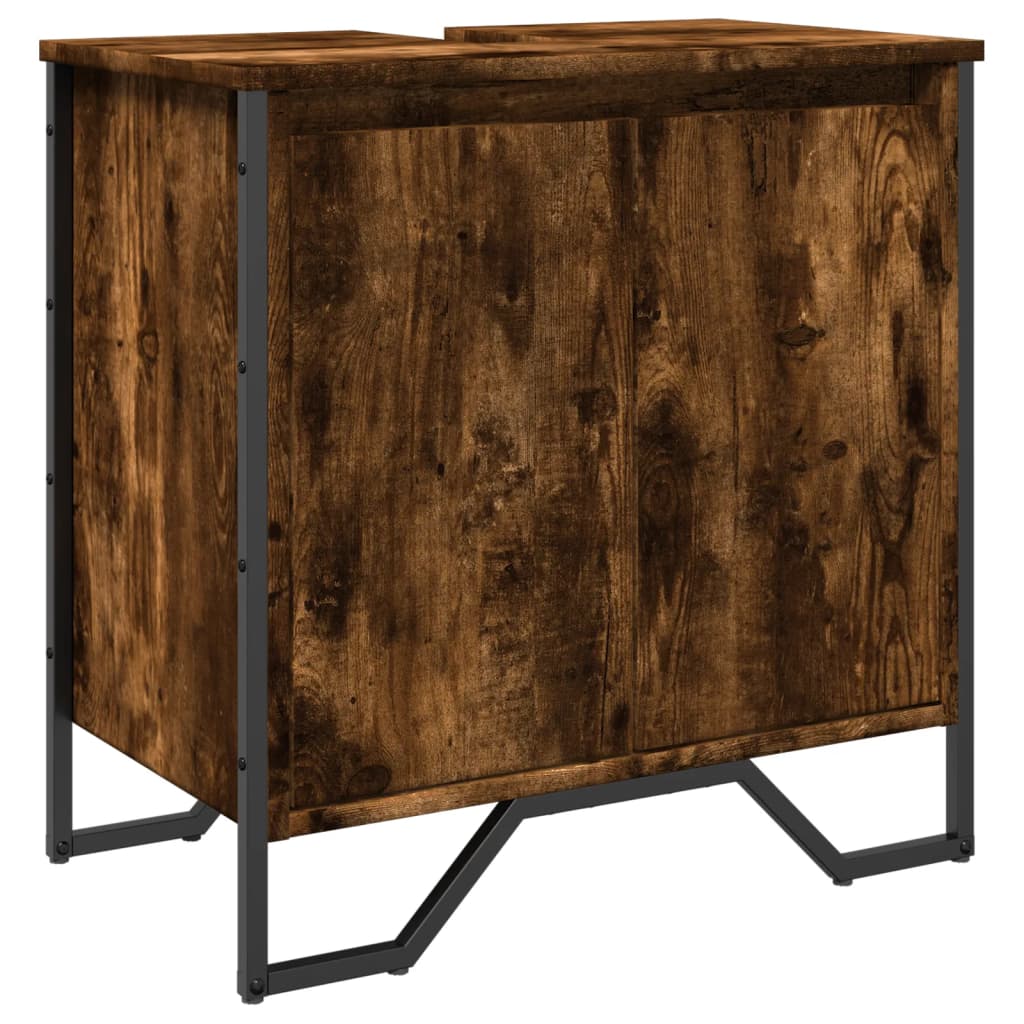 Vidaxl wastafelkast 60x35x60 cm bewerkt hout gerookt eikenkleurig