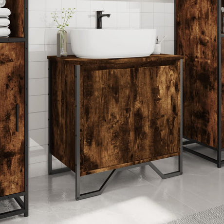 Vidaxl wastafelkast 60x35x60 cm bewerkt hout gerookt eikenkleurig