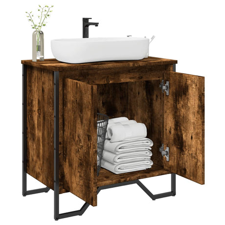 Vidaxl wastafelkast 60x35x60 cm bewerkt hout gerookt eikenkleurig