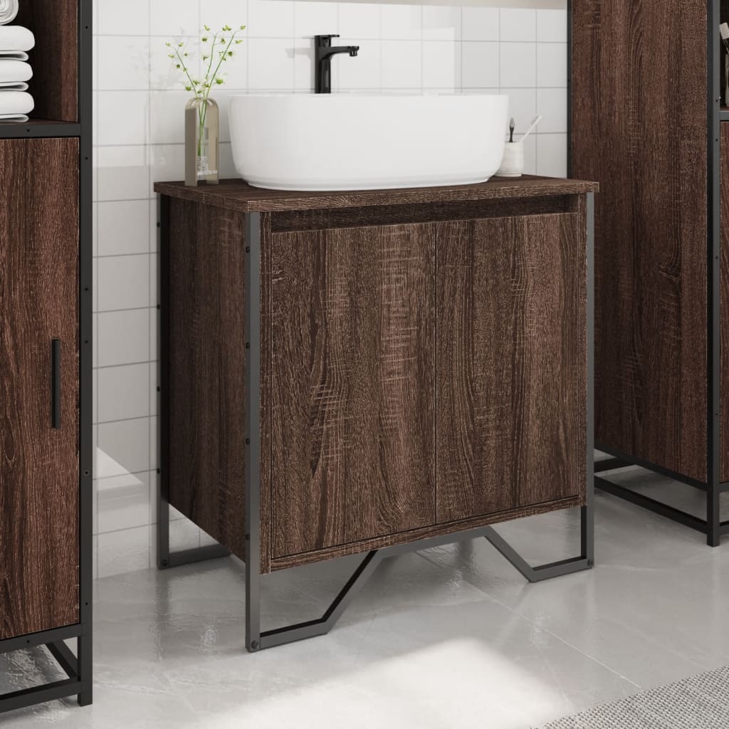 Vidaxl wastafelkast 60x35x60 cm bewerkt hout bruin eikenkleurig