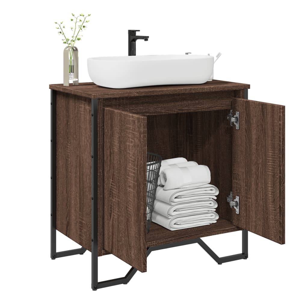 Vidaxl wastafelkast 60x35x60 cm bewerkt hout bruin eikenkleurig