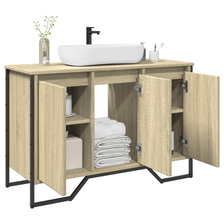 Vidaxl wastafelkast 91x35x60 cm bewerkt hout sonoma eikenkleurig