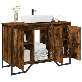Vidaxl wastafelkast 91x35x60 cm bewerkt hout gerookt eikenkleurig