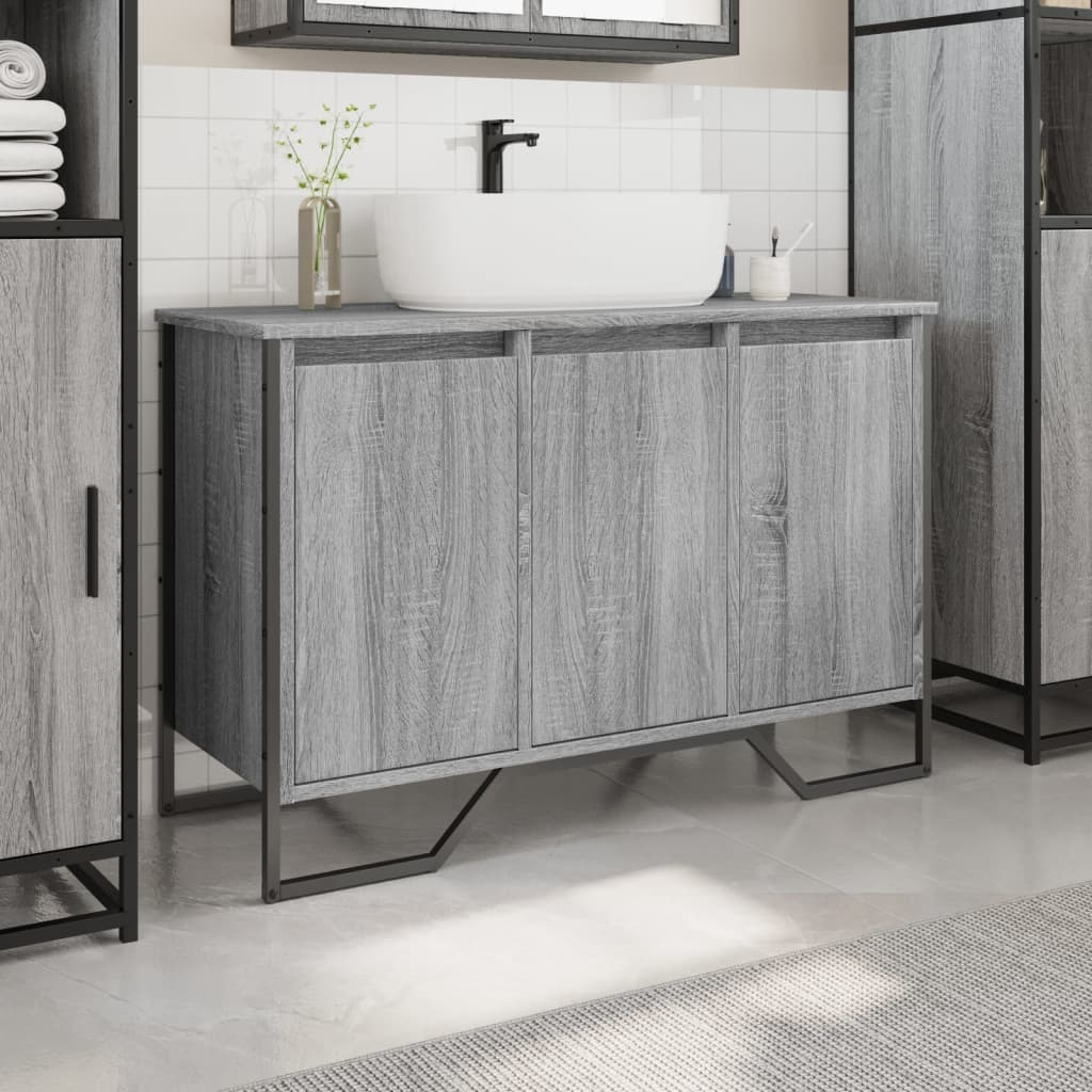 Vidaxl wastafelkast 91x35x60 cm bewerkt hout grijs sonoma eikenkleurig