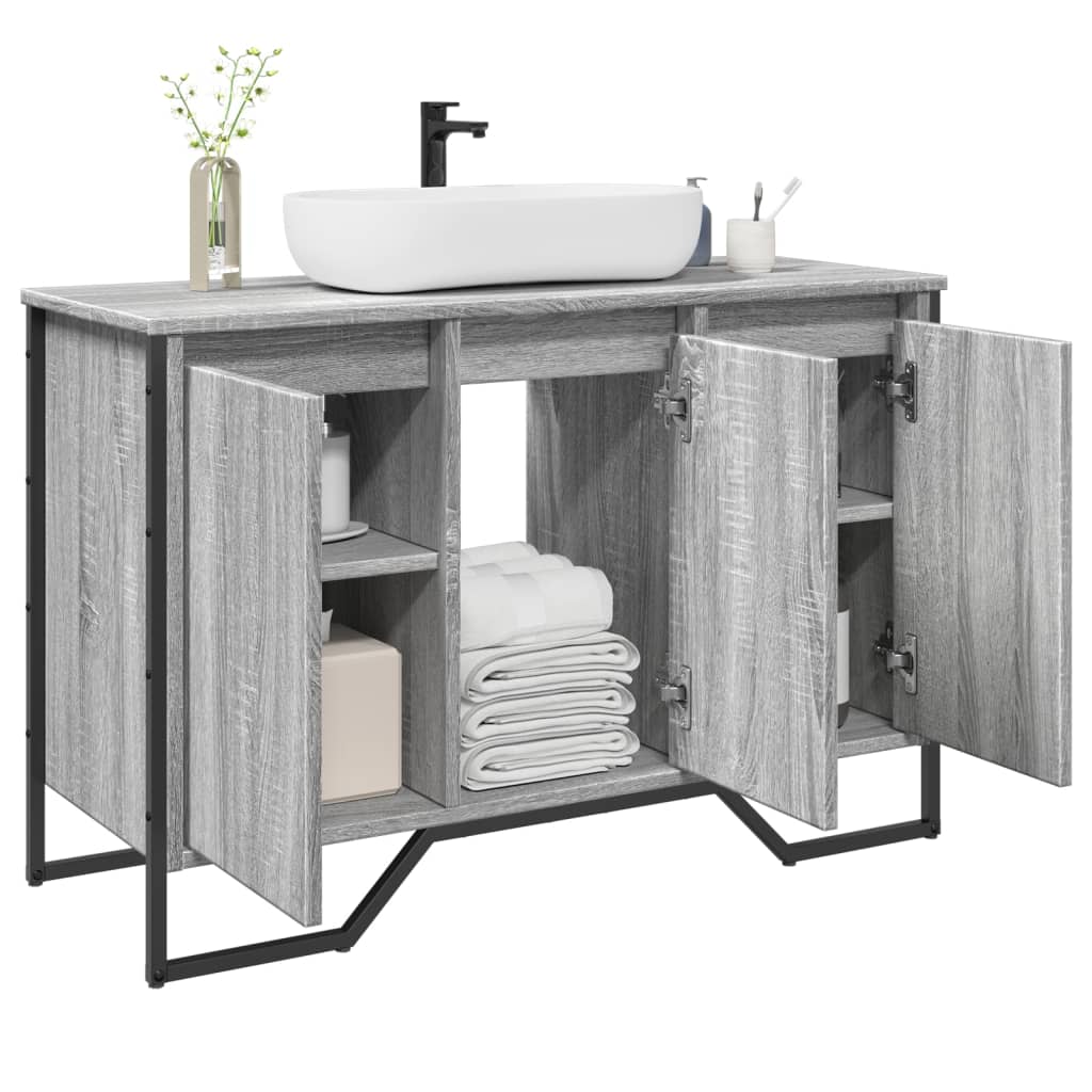 Vidaxl wastafelkast 91x35x60 cm bewerkt hout grijs sonoma eikenkleurig