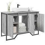 Vidaxl wastafelkast 91x35x60 cm bewerkt hout grijs sonoma eikenkleurig